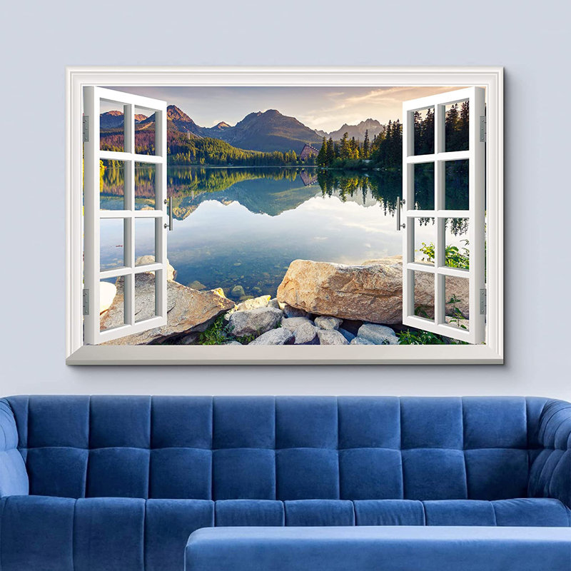 IDEA4WALL Window Scenery Green Peaceful Lake Natural Landscape